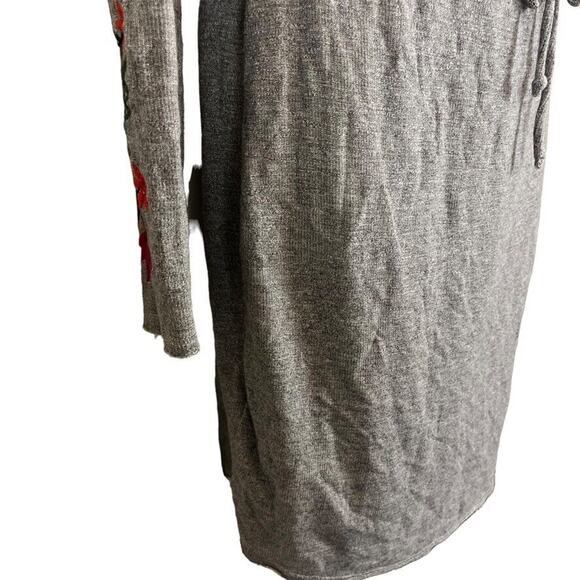 Anthropologie Dolan Port Maria Embroidered T-Shirt Mini Knit Gray Dress sz S - Picture 4 of 16
